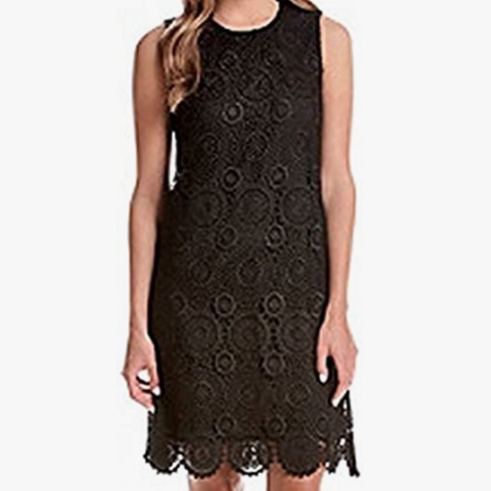 NWT Tommy Hilfiger Holidays Black Embroidered Lace Scalloped Shift Dress size 2